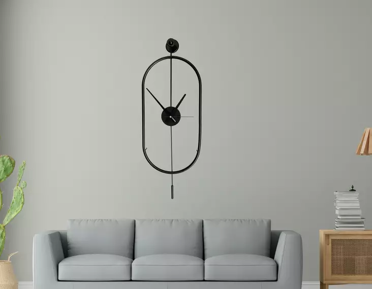 Väggklocka Wallity Svart Metall 28x80x7 cm - Väggklockor - 8684282802709 - 1