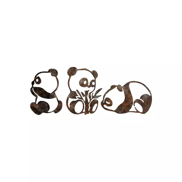 Väggdekor Metall Wallity Rusty Panda Antiquation Metall 26x18 cm 27x20 cm 18x28 cm 3 Delar - Dekorationer, prydnadsföremål - 8684282644859 - 1