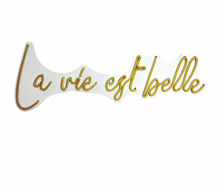 Dekorativ Led Väggbelysning Wallity La Vie Est Belle Gul Plast 62x22 cm - Ljussmycken och ljusfigurer - 8684283983599 - 1