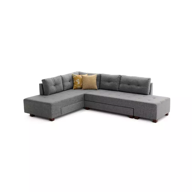 Hörnbäddsoffa Atelier del Sofa Manama Grå Polyester 280x206x85 cm - Soffor - 8681875114249 - 1