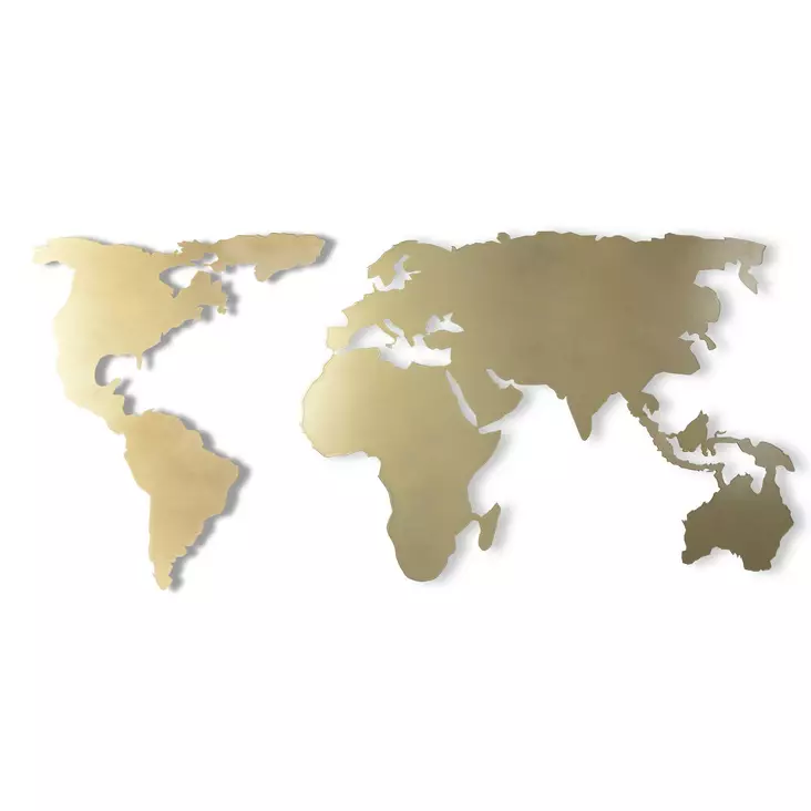 Väggdekor Metall Wallity World Map Silhouette Guld Metall 60x120 cm - Dekorationer, prydnadsföremål - 8681875167849 - 1