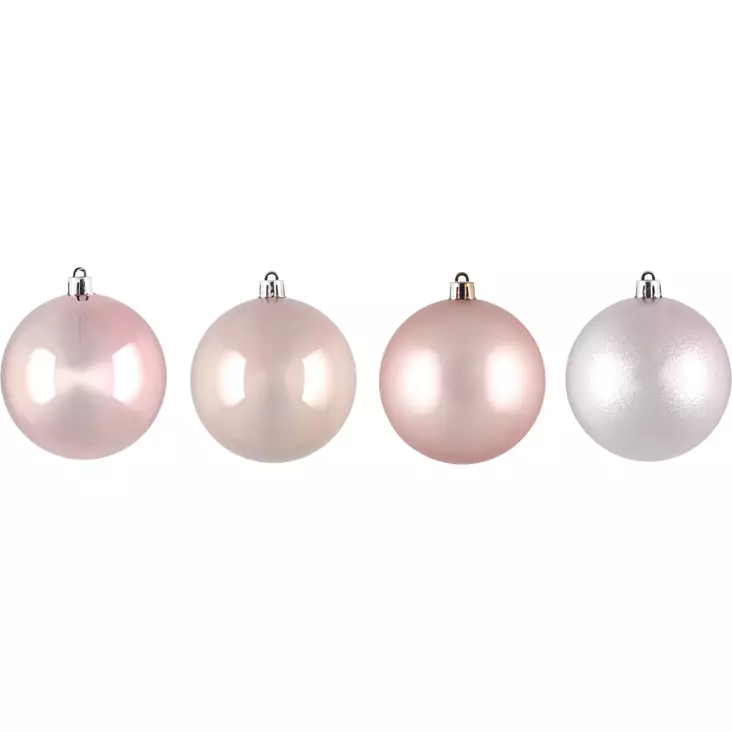 Kuusenpallo 8 cm 8 kpl vaaleanpunainen mix - Juldekorationer och textilier - 6410416370439 - 1