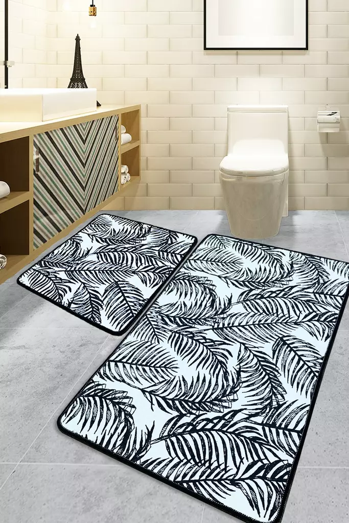 Badrumsmatta Set Mijölnir Flerfärgad 100% Polyester Antibakteriell Halkfri Maskintvättbar 40x60 cm & 50x60 cm - Badrumsmattor och våtrumsmattor - 8684282009849 - 1
