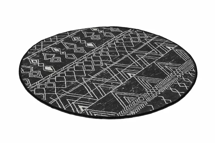 Badrumsmatta Mijölnir Svart Anthracite Vit 100% Polyester Antibakteriell Halkfri Maskintvättbar 80 cm - Badrumsmattor och våtrumsmattor - 8683342206259 - 1