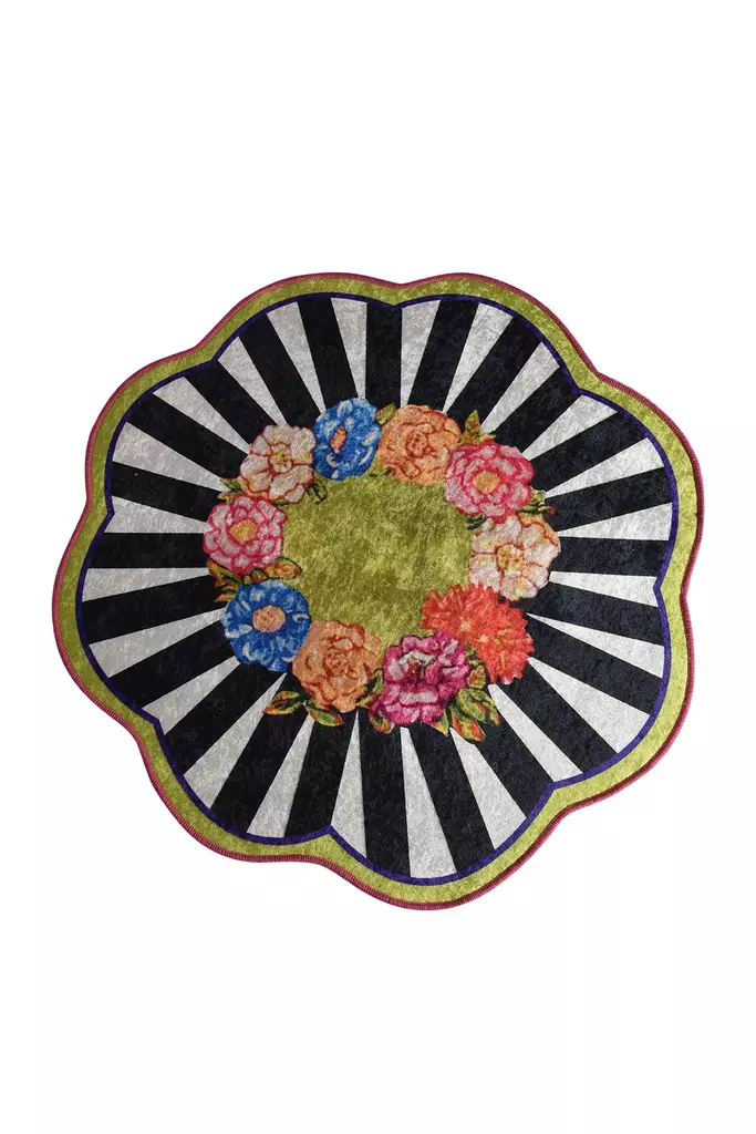 Badrumsmatta, flerfärgad, diameter 140 cm, antibakteriell, maskintvättbar - Badrumsmattor och våtrumsmattor - 8681875665819 - 1