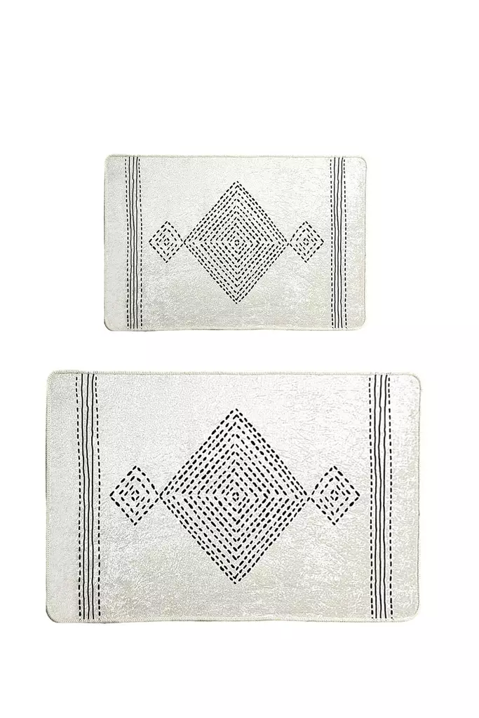 Badrumsmatta Set Mijölnir Flerfärgad 100% Polyester Antibakteriell Halkfri 50x60 cm & 60x100 cm - Badrumsmattor och våtrumsmattor - 8683342801119 - 1