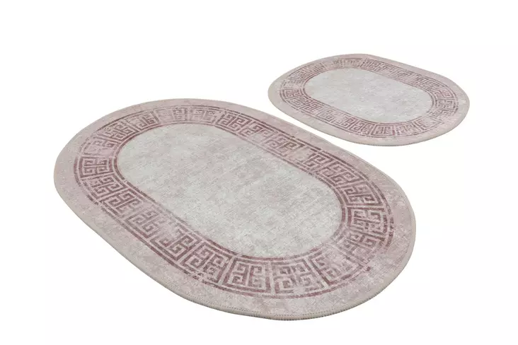 Badrumsmatta Set Mijölnir Flerfärgad 100% Polyester Antibakteriell Halkfri 50x60 cm & 60x100 cm - Badrumsmattor och våtrumsmattor - 8683342801089 - 1