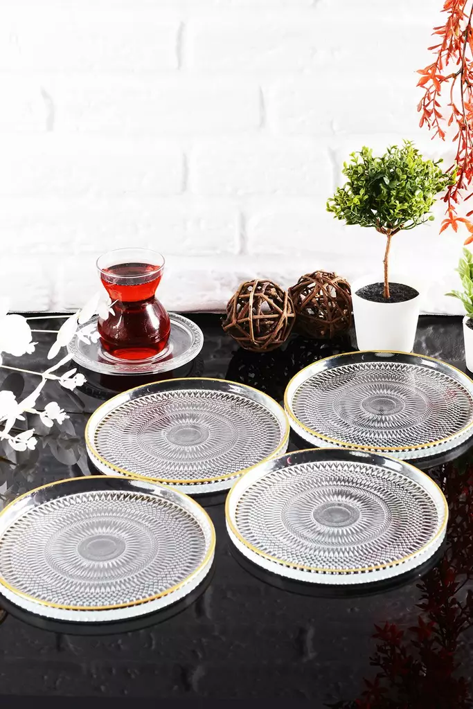 Assietter Set Hermia Transparent Glas 4 Delar - Tallrikar - 8684283721429 - 1