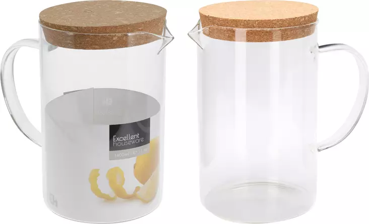 Glaskanna med korklock 1,4 liter - Serveringsfat - 8721037568449 - 1