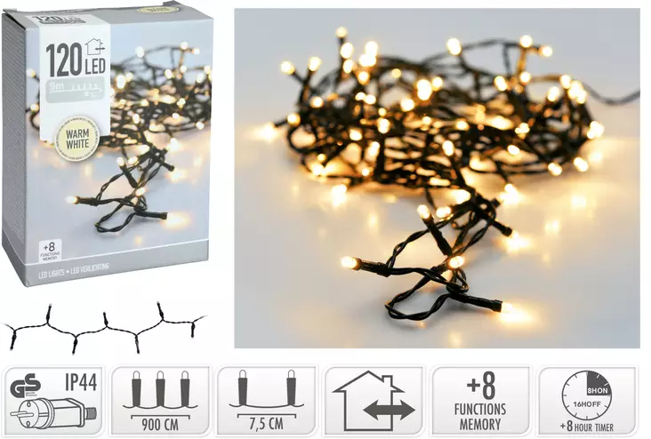 LED-valosarja 120 lÃ¤mminvalkoista LEDiÃ¤ - Ljusslingor - 8720573808149 - 1