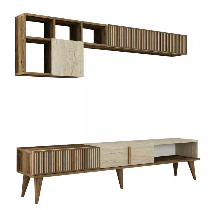 TV-bänk Hanah Home Milan Valnöt Spånskiva 180x40x35 cm - TV-bänkar - 8684283020829 - 1