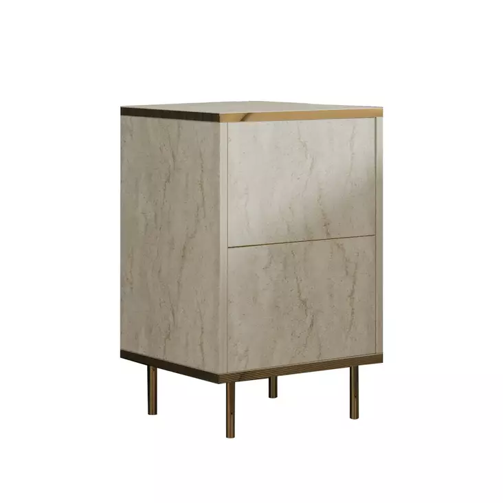 Sängbord Hanah Home Imaj Travertin Guld Spånskiva 40x60x35 cm - Nattduksbord - 8684283460199 - 1