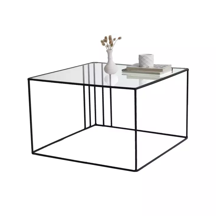 Soffbord Hanah Home Outline Svart Härdat Glas Metall 55x36x55 cm - Soffbord - 8682870968929 - 1