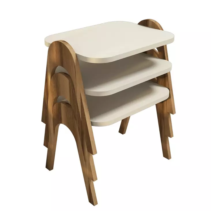 Nestingbord Hanah Home Paris Valnöt Cream Spånskiva 48,6x42x35,5 cm - Bord - 8681875184099 - 1