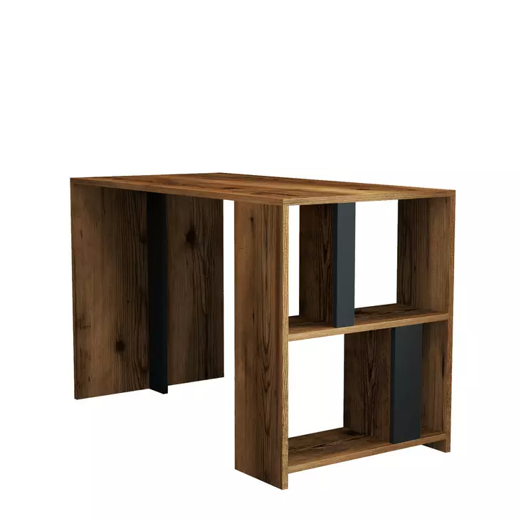 Skrivbord Hanah Home Lima Valnöt Antracit Spånskiva 120x75,4x60 cm - Skrivbord - 8683342169899 - 1