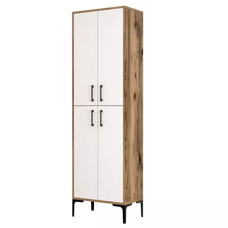 Förvaringsskåp Hanah Home Berlin A Valnöt Vit Spånskiva 60x200x35 cm - Skåp och byråer - 8683342170109 - 1