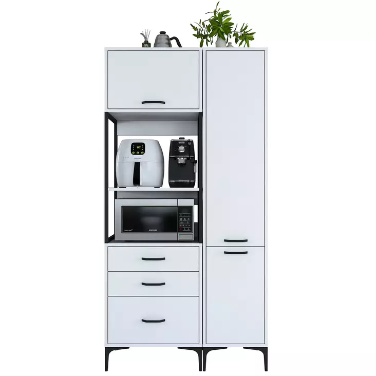 Förvaringsskåp Hanah Home JE143 Vit Spånskiva 100x198,6x40 cm - Skåp och byråer - 8684283108749 - 1