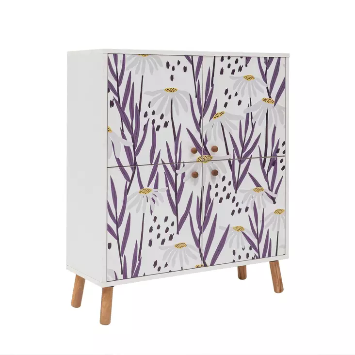 Förvaringsskåp Hanah Home Multilüx Daisy Vit Spånskiva 95x111x36 cm - Skåp och byråer - 8683743425969 - 1