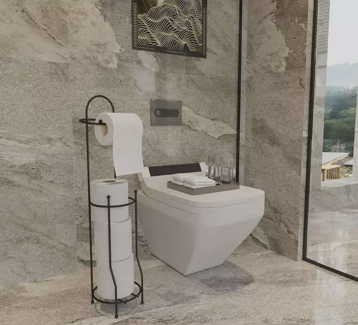 Toalettpappershållare Hermia Svart Metall 15,5x15 cm - Badrumstillbehör - 8683742916239 - 1