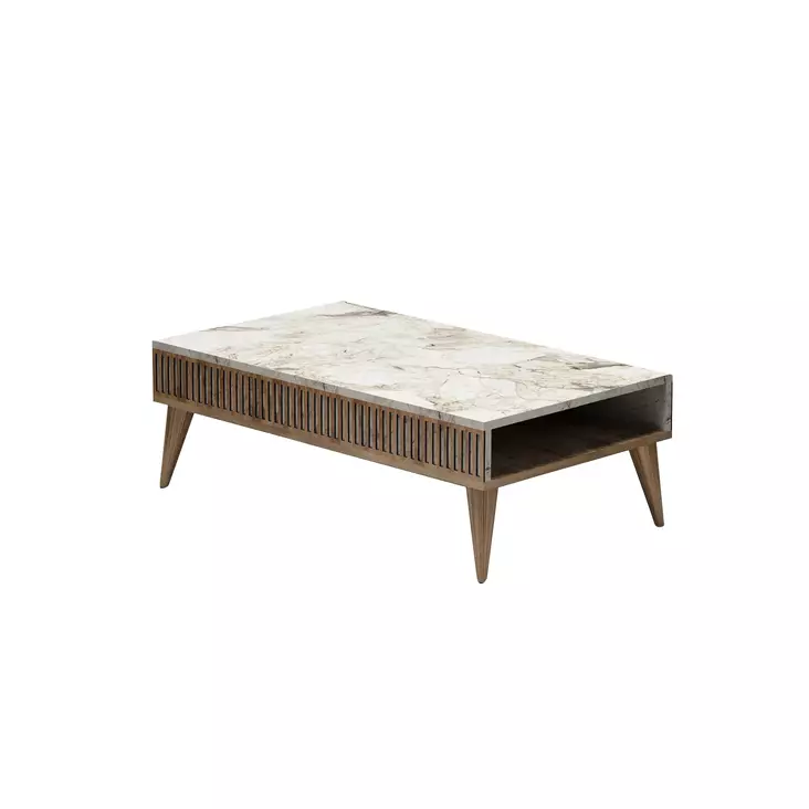 Vardagsrumsmöbelset Hanah Home Milan Valnöt Vit Marmormönster Spånskiva 180x40x35 cm - Möbler - 8681875828009 - 1