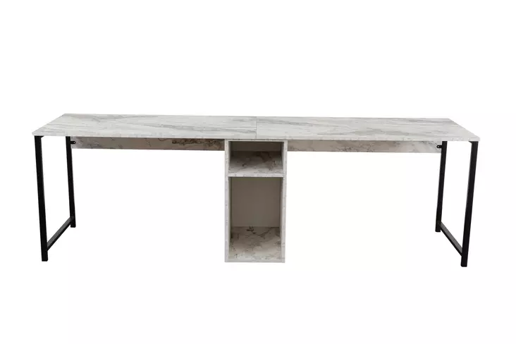 Skrivbord Nordure Twin Study Freesia Marmormönster Spånskiva 240x74x60 cm - Skrivbord - 8684282978589 - 1