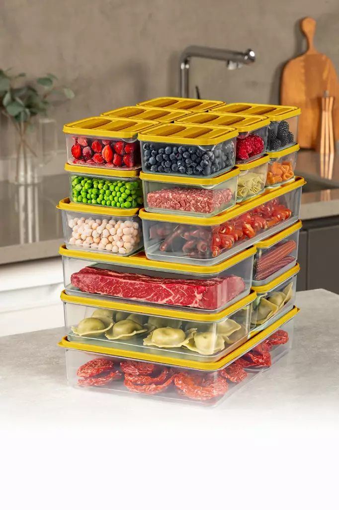 Förvaringslåda Set Hermia Orange Plast 18 Delar - Matlådor och matförvaringsbehållare - 8684283210329 - 1