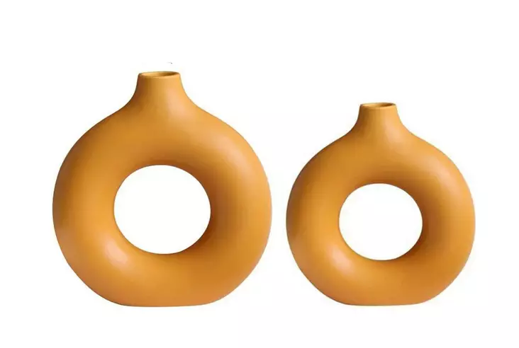 Vas Set Aberto Design Iskandinav Halka Orange Keramik 15x4x20 cm 15x4x16 cm - Hängande blomkrukor och vaser - 8684282698289 - 1