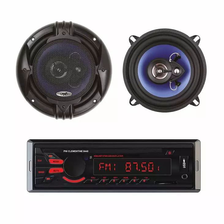 Paket Radio MP3-bilspelare PNI Clementine 8440 4x45w + koaxiala bilhögtalare PNI HiFi650, 120W, 16,5 cm - Bilradioapparater - 5949066519949 - 1