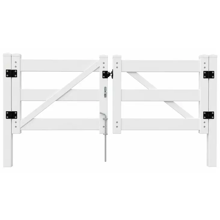Ranch häststaket dubbelbladigt portelementsystem med 152 cm höga stolpar, vit PVC - Staket och stängselnät - 6438014430669 - 1