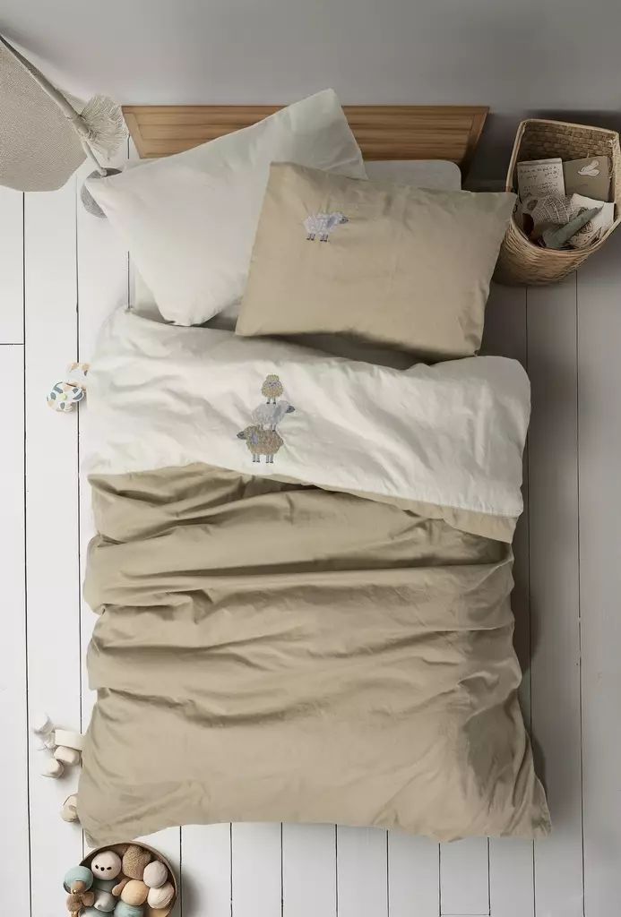 Ranforce babyfiltset, beige, 100 x 150 cm, mjuk, maskintvättbar - Kuddar och täcken - 8684283402489 - 1