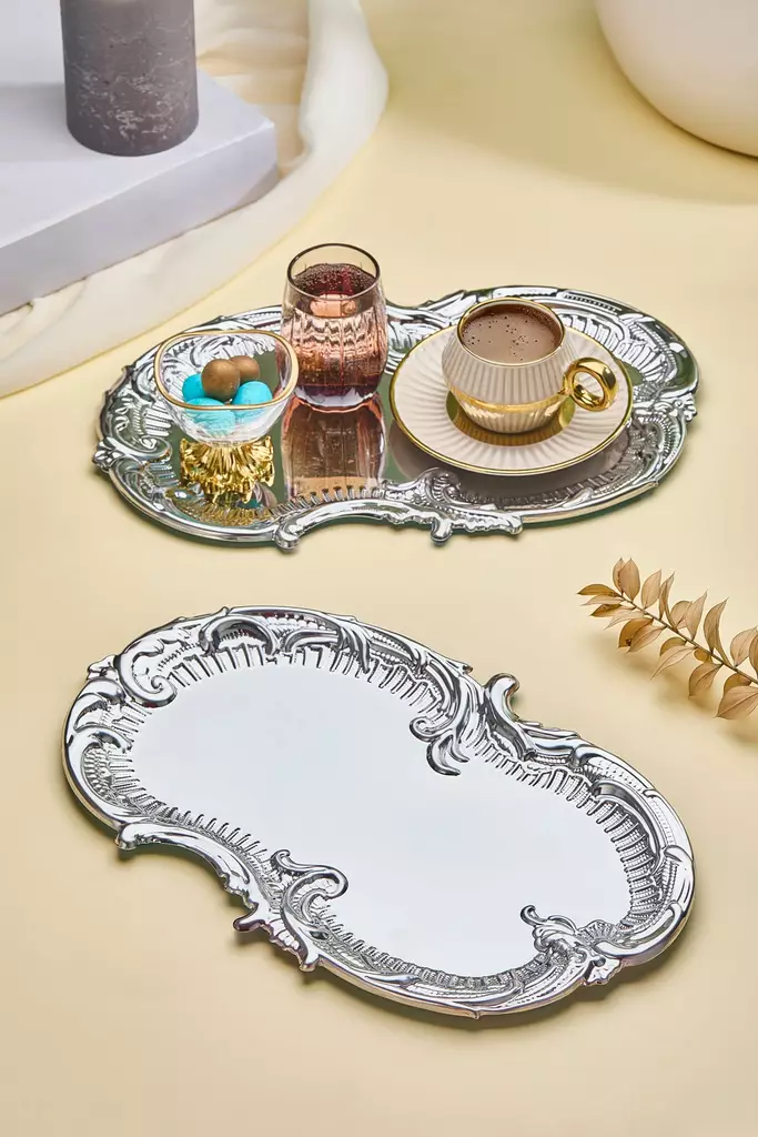 Bricka Set Hermia Desenli Silver Rostfritt Stål 6 Delar - Serveringsfat - 8684283796199 - 1