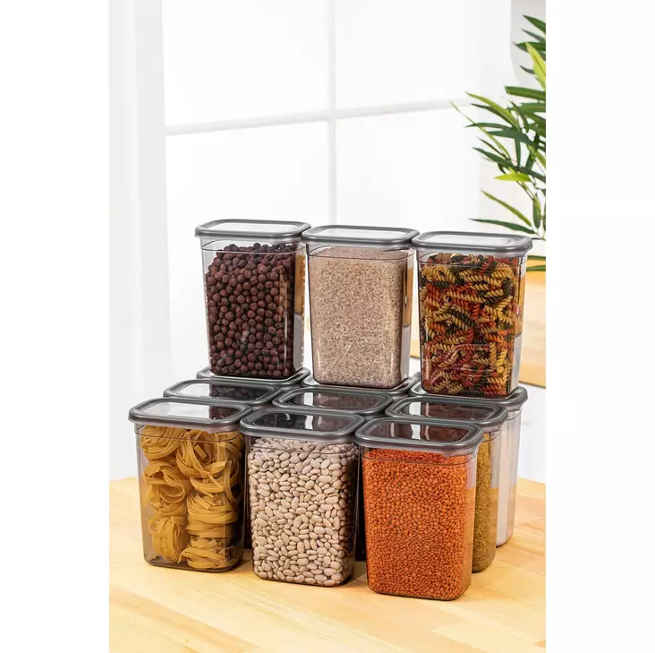 Förvaringslådeset (12 delar), antracit, 10,5 x 10,5 x 9 cm, tålig, rymlig - Plastlådor och förvaringslådor - 8683742868729 - 1