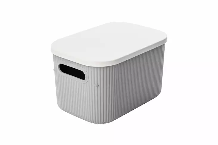 Förvaringslåda, grå, 27 cm x 16,5 cm x 18,7 cm, tålig, rymlig - Plastlådor och förvaringslådor - 8683743430819 - 1