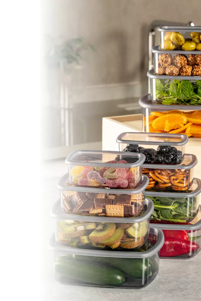 Set med förvaringslådor (12 delar), antracit, 7,8 x 12,5 x 4 cm, tålig, platsbesparande - Plastlådor och förvaringslådor - 8684283210619 - 1