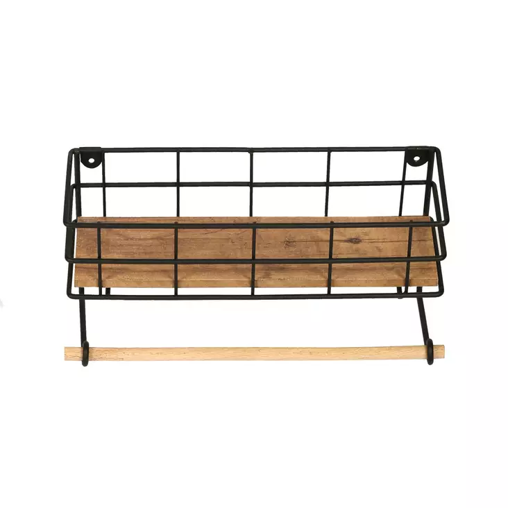 Vägghylla Hanah Home Gwen Ek Svart Spånskiva Metall 32x10x16,5 cm - Vägghyllor - 8684282608189 - 1