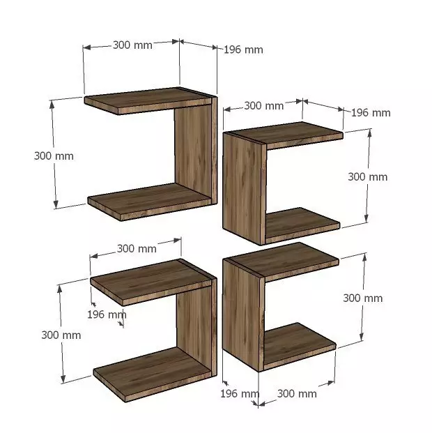 Vägghylla, safir?ek, 30 cm x 30 cm x 19,6 cm, hållbar, stilren, rymlig - Hylla och klädhängare - 8682870716889 - 1