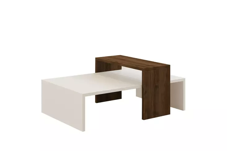 Soffbord Hanah Home Glow Vit Valnöt Spånskiva 80x31,8x50 cm - Soffbord - 8681875449419 - 1