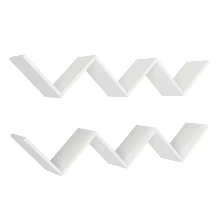 Vägghylla Hanah Home Zig Zag Vit Spånskiva 129x50x22 cm - Vägghyllor - 8681181351369 - 1