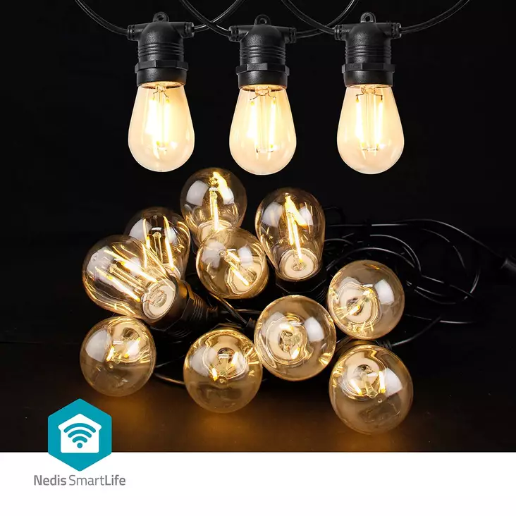 SmartLife Dekorativa Lampor | Festljus | Wi-Fi | Varm Vit | 10 LED's | 9.00 m | Android | Glödlampediameter: 45 mm - Dekorationsljus - 5412810417339 - 10