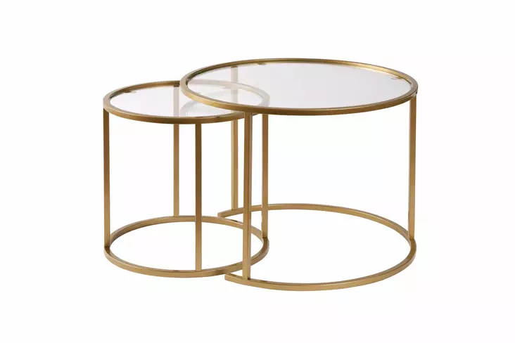 Soffbordsset, transparent guld, 60 cm x 43 cm x 60 cm, hållbart, stilrent, mångsidigt - Bord - 8684283511709 - 1