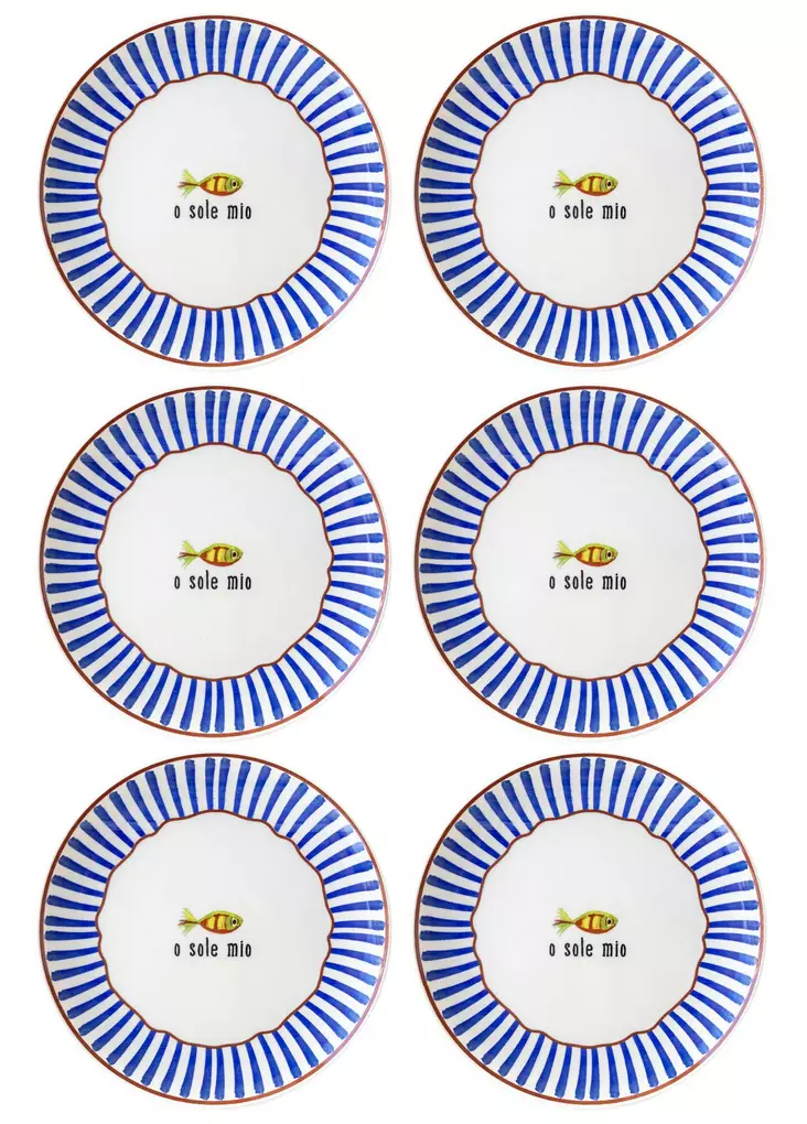 Set med serveringstallrikar (6 st), blå, 26 x 26 x 2 cm, hållbara, eleganta - Serveringsfat - 8684283616589 - 1