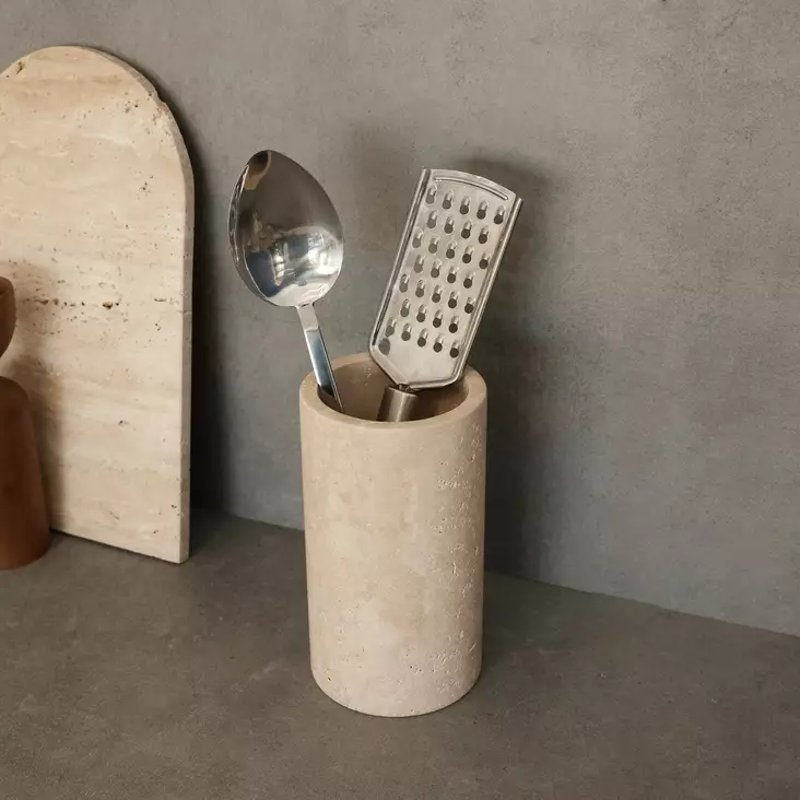 Köksorganisatör Hermia Beige Travertinmarmor 9x17 cm - Dagliga köksartiklar - 8684283056279 - 1