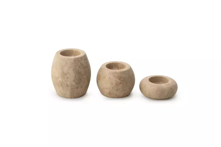 Ljusstake Set Aberto Design MAR08390104D Beige Travertinmarmor 8x3 8x6 8x9 cm - Ljus och lyktor - 8684283056439 - 1