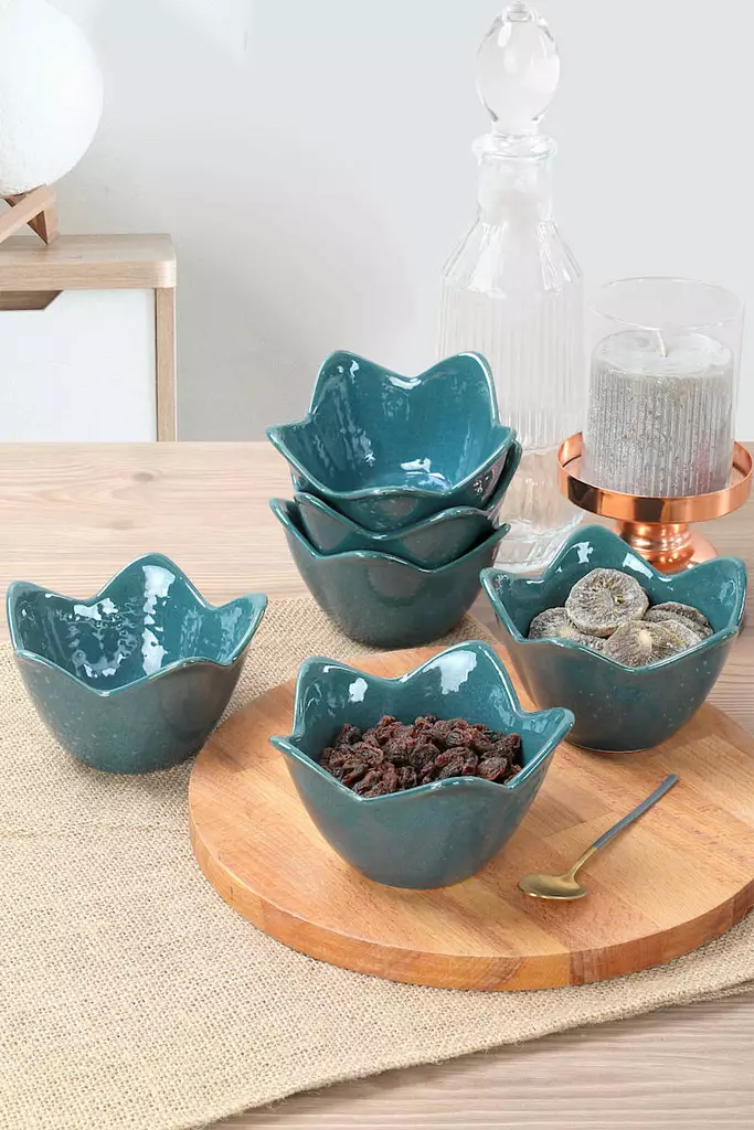 Skål Set Hermia Mörkgrön Keramik 6 Delar - Serveringsfat - 8682870814639 - 1