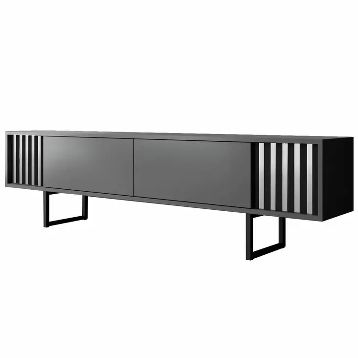 TV-bänk Hanah Home Chrome Line Antracit Svart Spånskiva 180x30x48 cm - TV-bänkar - 8684283575329 - 1