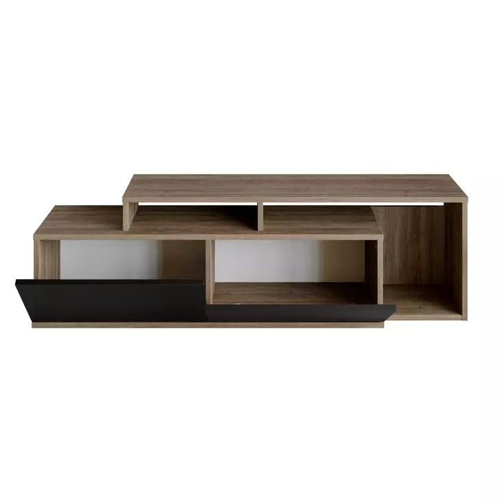 TV-bänk Hanah Home Nexera Valnöt Svart Spånskiva 149,8x42,9x35,3 cm - TV-bänkar - 8682870664579 - 1