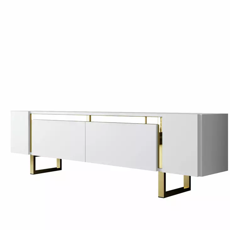 TV-bänk Hanah Home Yildiz Vit Guld Spånskiva 180x50x30 cm - TV-bänkar - 8684283557219 - 1