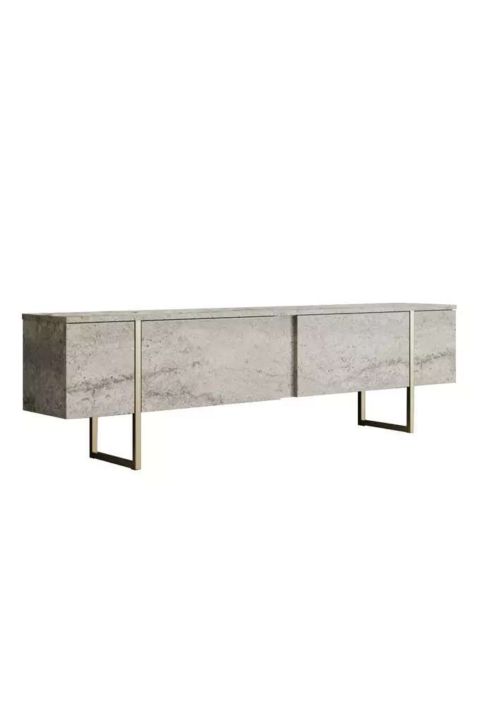 TV-bänk Hanah Home Luxe Travertin Guld Spånskiva 180x30x50 cm - TV-bänkar - 8684282970439 - 1