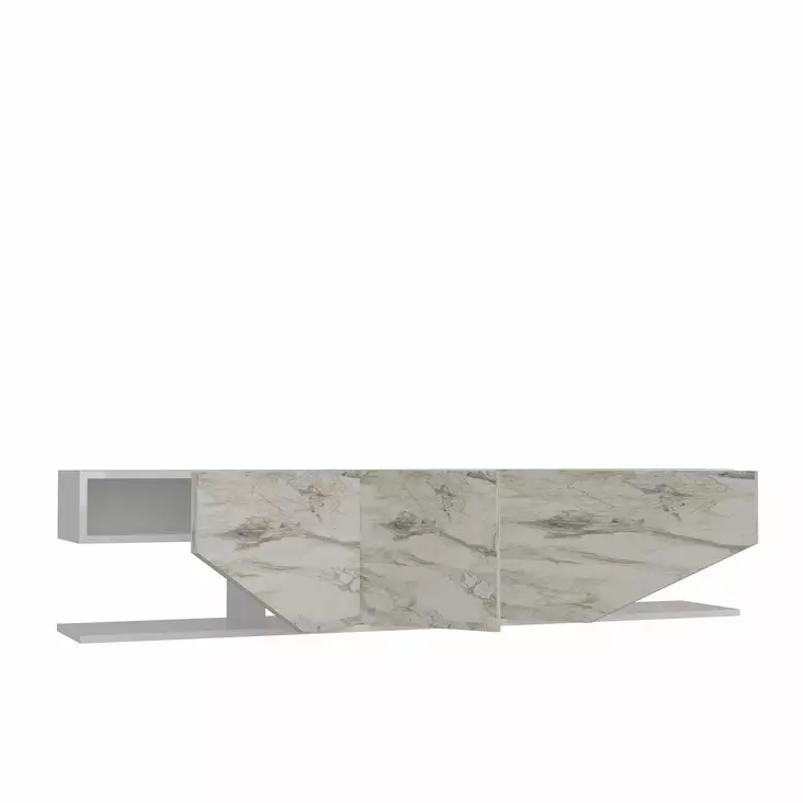 TV-bänk Hanah Home Inci Vit Marmormönster Spånskiva 180x30x45 cm - TV-bänkar - 8683743124329 - 1