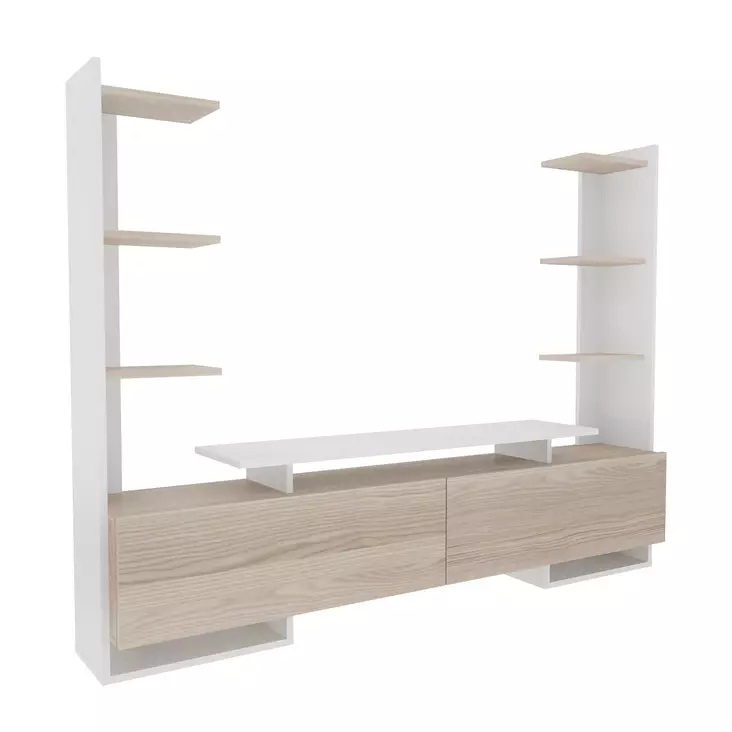 TV-bänk Hanah Home Ava Vit Ek Spånskiva 183,6x140x31,7 cm - TV-bänkar - 8683743959709 - 1